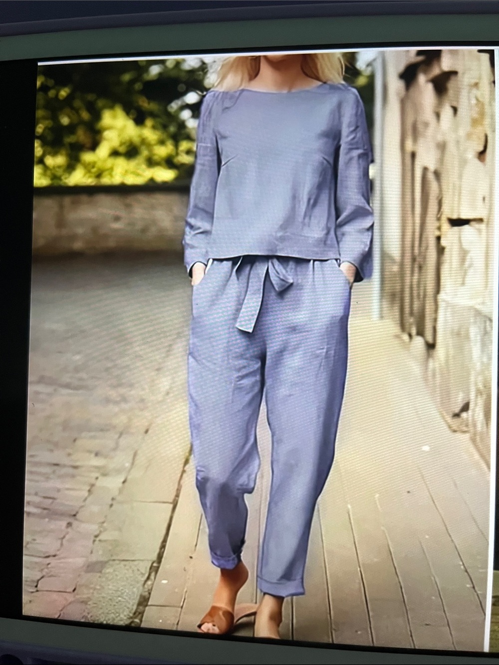 Women's Lavender Relaxed Tie-Waist Pants Jumpsuit Set beautiful purple brand new